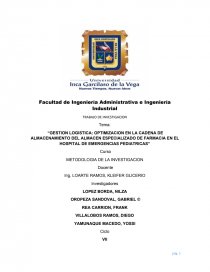 Gestion logistica: Optimizacion en la cadena de almacenamiento del almacen especializado de farmacia. Página 1