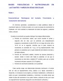 BASES FISIOLÓGICAS Y NUTRICIONALES EN LACTANTES Y NIÑOS EN EDAD ESCOLAR