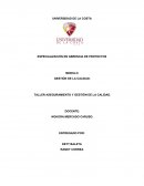 GESTIÓN DE LA CALIDAD. TALLER ASEGURAMIENTO Y GESTIÓN DE LA CALIDAD