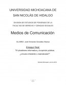 El pluralismo informativo y la opinión pública; ¿Vínculo inherente o maniobrado?