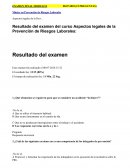 Resultado del examen del curso Aspectos legales de la Prevención de Riesgos Laborales