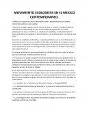 MOVIMIENTO ECOLOGISTA EN EL MEXICO CONTEMPORANEO
