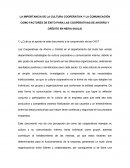 La cultura cooperativa y la comunicación como factores de éxito para las cooperativas de ahorro y crédito en Neiva