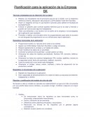Planificación para la aplicación de la Empresa BK