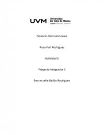 Finanzas Internacionales Proyecto Integrador 2. Página 1