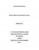 TEXTO DE OPINION DEL LIBRO “BREVE HISTORIA DE LA LOCURA”