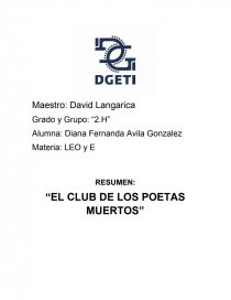 RESUMEN: “EL CLUB DE LOS POETAS MUERTOS” - Documentos de Investigación -  Aldo Avila Gonzalez