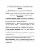 Nivel del intervención psicológica; características y modelos