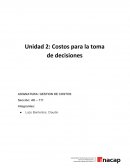 GESTIÓN COSTOS PARA LA TOMA DE DECISIONES