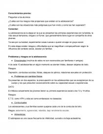 Riesgos en la adolescencia. Página 1