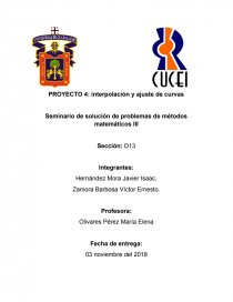 PROYECTO 4 : interpolación y ajuste de curvas. Página 1