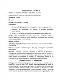 ESQUELETO DEL PROYECTO Nombre del proyecto: “NUESTRAS HISTORIAS DE VIDA”. Página 1