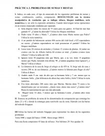 PRÁCTICA 3. PROBLEMAS DE SUMAS Y RESTAS. Página 1