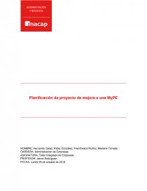 Planificación de proyecto de mejora a una MyPE. Página 1