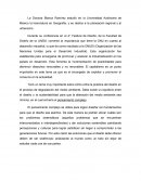 Conferencia Discurso del Medio Ambiente en la Actualidad por la Doctora y Geógrafa Blanca Ramírez