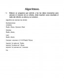 Algoritmos. Algoritmo de volumen de cilindro