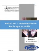 Practica No. Determinación de AW de agua en tortilla
