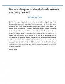 Qué es un lenguaje de descripción de hardware, una GAL y un FPGA. Página 1