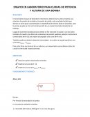 ENSAYO EN LABORATORIO PARA CURVAS DE POTENCIA Y ALTURA DE UNA BOMBA