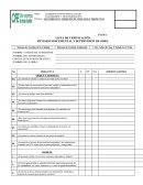 LISTA DE VERIFICACIÓN REVISION DOCUMENTAL Y SUPERVISION DE OBRA