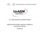 Administración pública, gestión ciudadana y conciencia colectiva