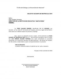 Modelo De Solicitud De Vacante De Estudios Tareas Yoli2804