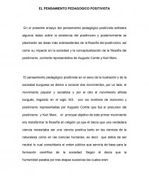 EL PENSAMIENTO PEDAGOGICO POSITIVISTA. Página 1