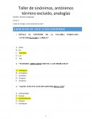 Taller de sinónimos, antónimos término excluido, analogías s/r
