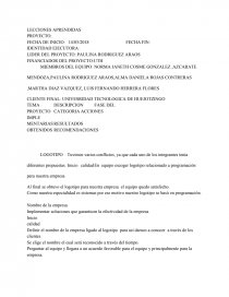 Propuesta del Proyecto	Descripción del Proyecto junto con un alcance para poder lograr una meta. Página 1