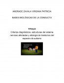 Criterios diagnósticos, estructuras del sistema nervioso afectadas y etiología de trastornos del espectro de autismo