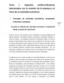 Aspectos jurídico-tributarios relacionados con la creación de la empresa y el inicio de su actividad económica