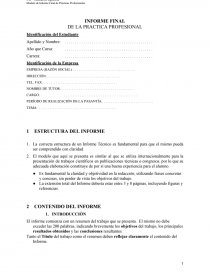 MODELO DE INFORME PRACTICAS PROFESIONALES. Página 1