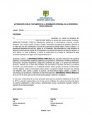 AUTORIZACIÓN PARA EL TRATAMIENTO DE LA INFORMACIÓN PERSONAL EN LA UNIVERSIDAD SERGIO ARBOLEDA