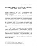 EL ESPÍRITU ABSOLUTO Y SUS MANIFESTACIONES EN LA FILOSOFÍA DE G. W. F. HEGEL
