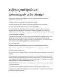 Objetos principales en comunicación a los clientes