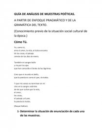 Guia de Analisis de el Poema, como tú Roque Dalton. Página 1