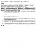 REGLAMENTO INTERNO DE TRABAJO DE (-EMPRESA-)