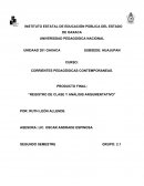 PRODUCTO FINAL: “REGISTRO DE CLASE Y ANÁLISIS ARGUMENTATIVO”