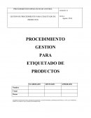 PROCEDIMIENTO GESTION PARA ETIQUETADO DE PRODUCTOS