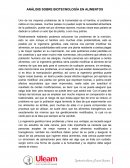ANÁLISIS SOBRE BIOTECNOLOGÍA EN ALIMENTOS