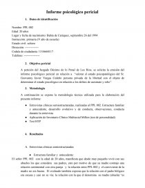 INFORME PSICOLÓGICO PERICIAL. Página 1