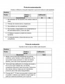 Ficha de autoevaluación. Analiza y reflexiona, de spués responde lo que se te indica en cada apartado