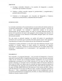 Acuerdos comerciales en la competitividad de Ecuador. Página 1