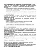 DEL PROGRAMA DE BIOTECNOLOGIA Y DESARROLLO COMPETITIVO