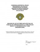 ANÁLISIS DE LOS FACTORES QUE AFECTAN LOS CANALES DE COMUNICACIÓN EN LA UGMA NÚCLEO ANACO Y LA INCIDENCIA EN EL CLIMA ORGANIZACIONAL