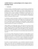 Analisis historico y epistemologico de los origenes de la Psicologia social