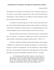 El problema de la corrupción y los medios de comunicación en México. Página 1