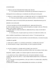 CUESTIONARIO DERECHO PENAL. Página 1