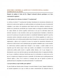 REFORMA AL ARTÍCULO 17 CONSTITUCIONAL, SALIDAS ALTERNATIVAS AL JUICIO. Página 1