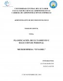 PLANIFICACIÓN, RECLUTAMIENTO Y SELECCIÓN DE PERSONAL MICROEMPRESA “TUNAMEL”
